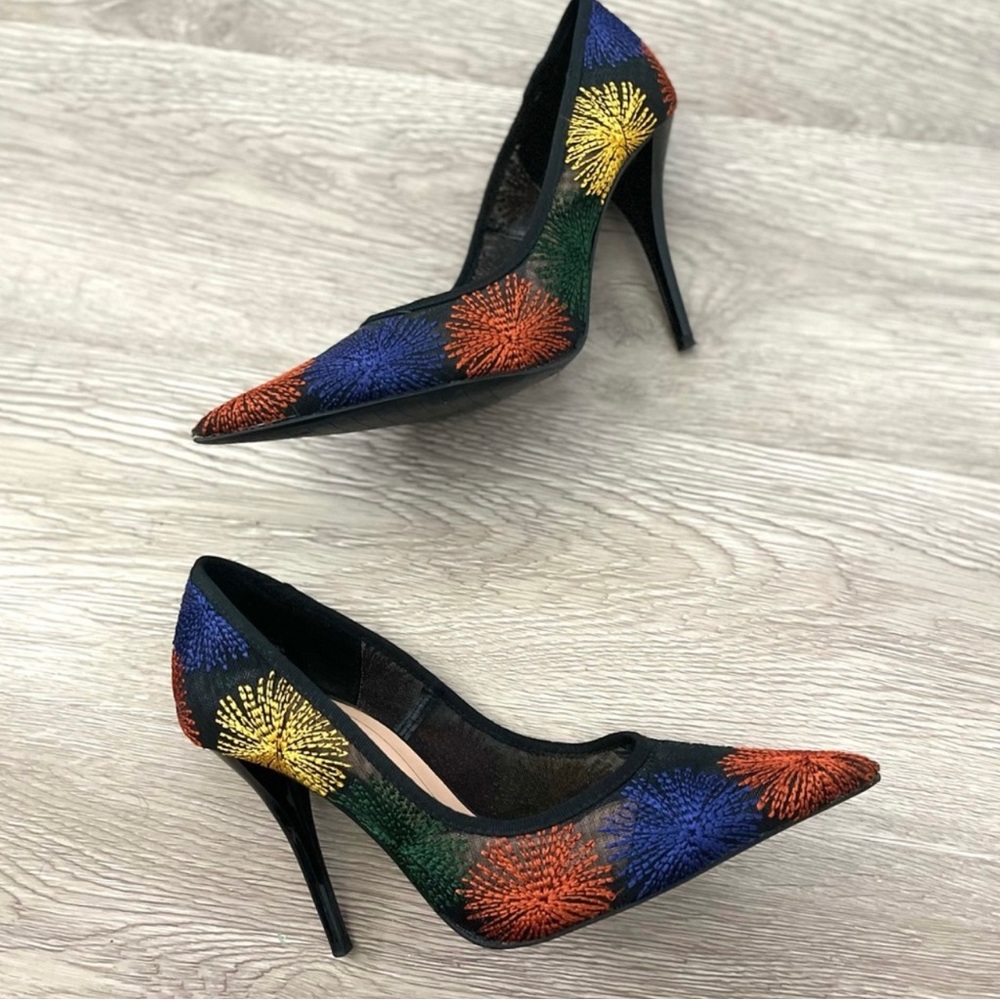 ZARA Trefaluc Embroidered Pumps Size 6 HighHeels Pointy Toe Womens Shoes Size 36 - Picture 2 of 12